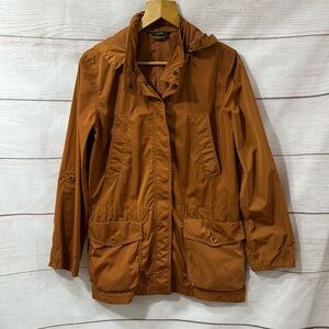 Women's rust brown J Crew lightweight jacket  removable hood size 6